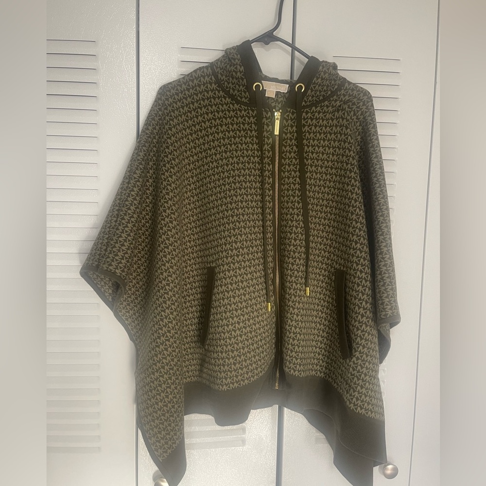 Michael Kors Sage Green Poncho with hood